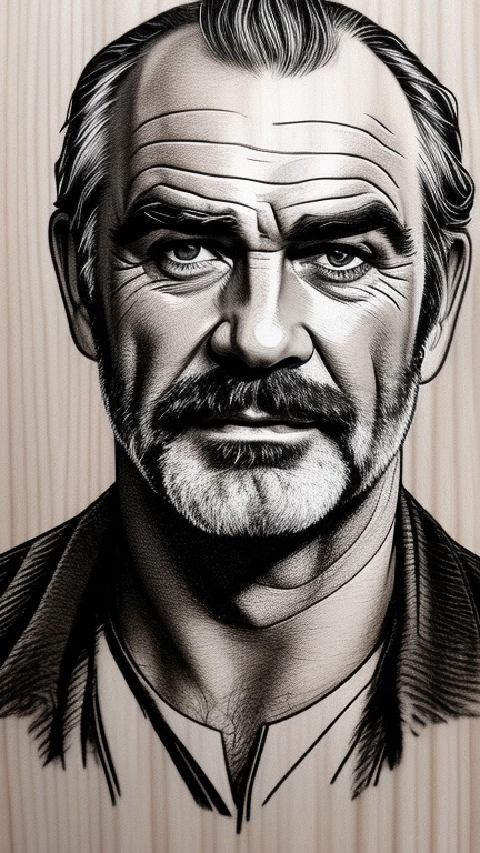 Sean connery drawing as woodprint
