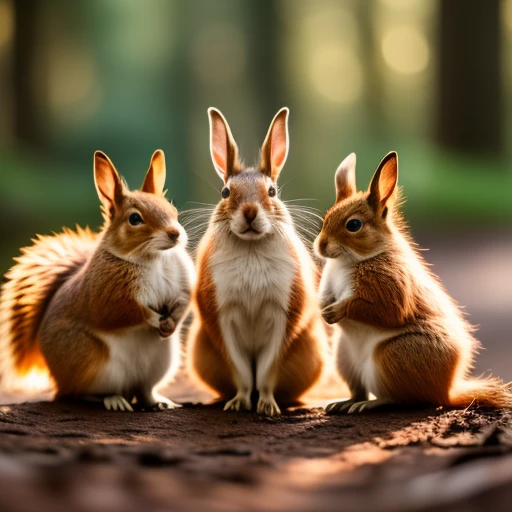 3 animals :
red rabbit, hedgehog, squir...
