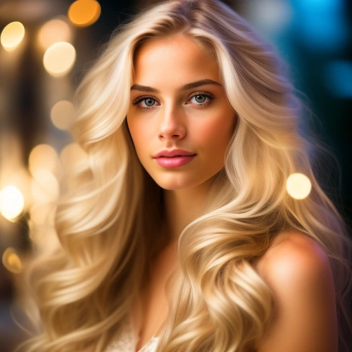 Beatiful lady with long blond hair