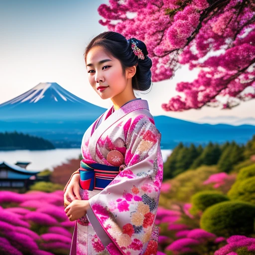 Beautiful young geisha girl wearing kimo...
