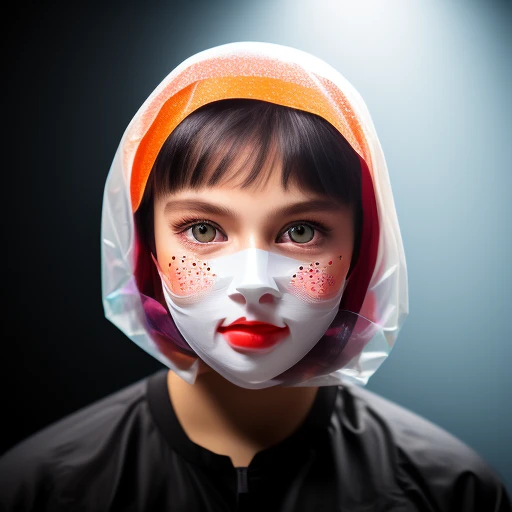 Close- up face mask. Multicolored eyes. ...