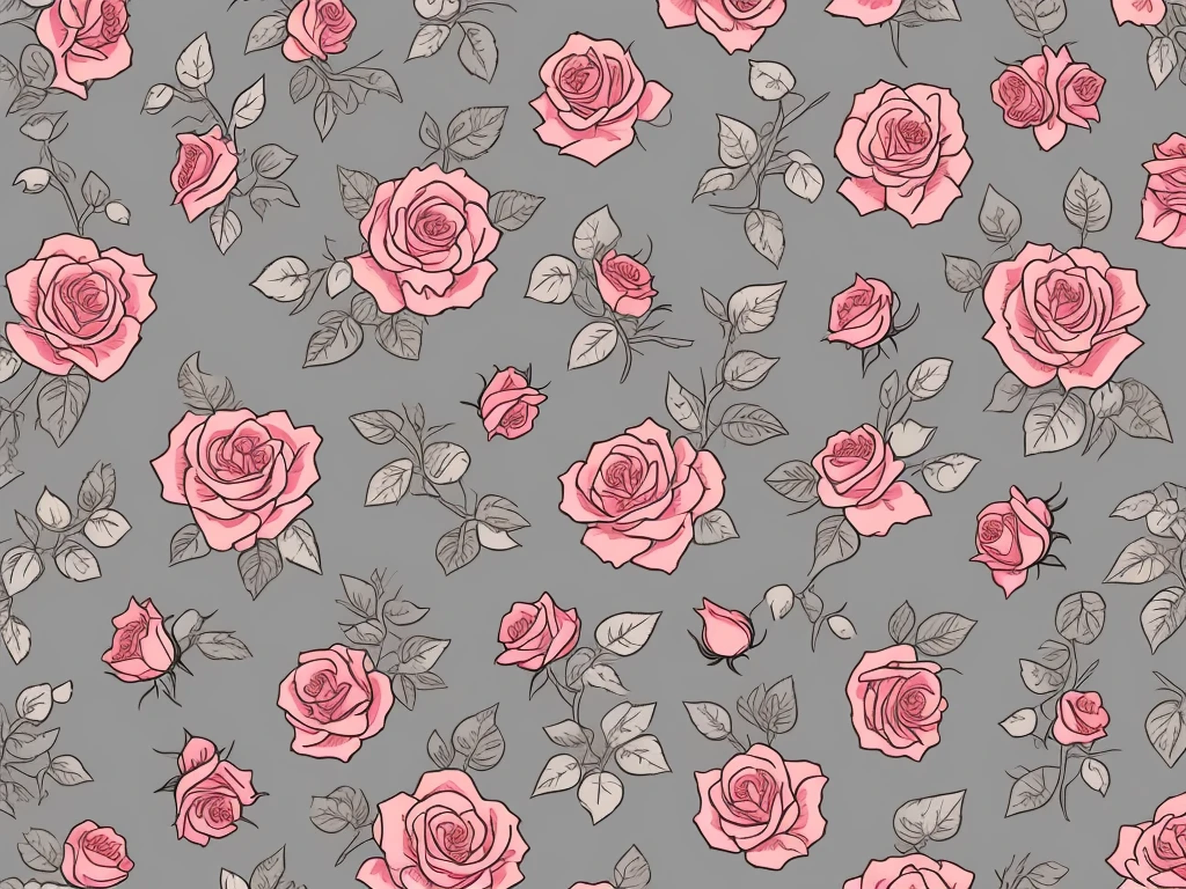 Roses garland, grey background