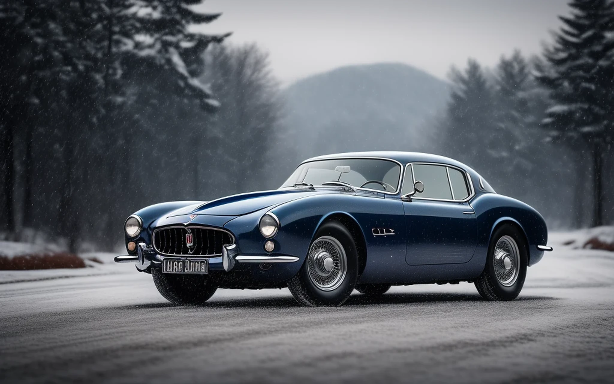 Vintage dark blue Maserati car circa 195...