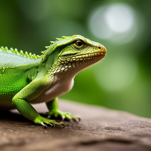 a green lizard and a white cat