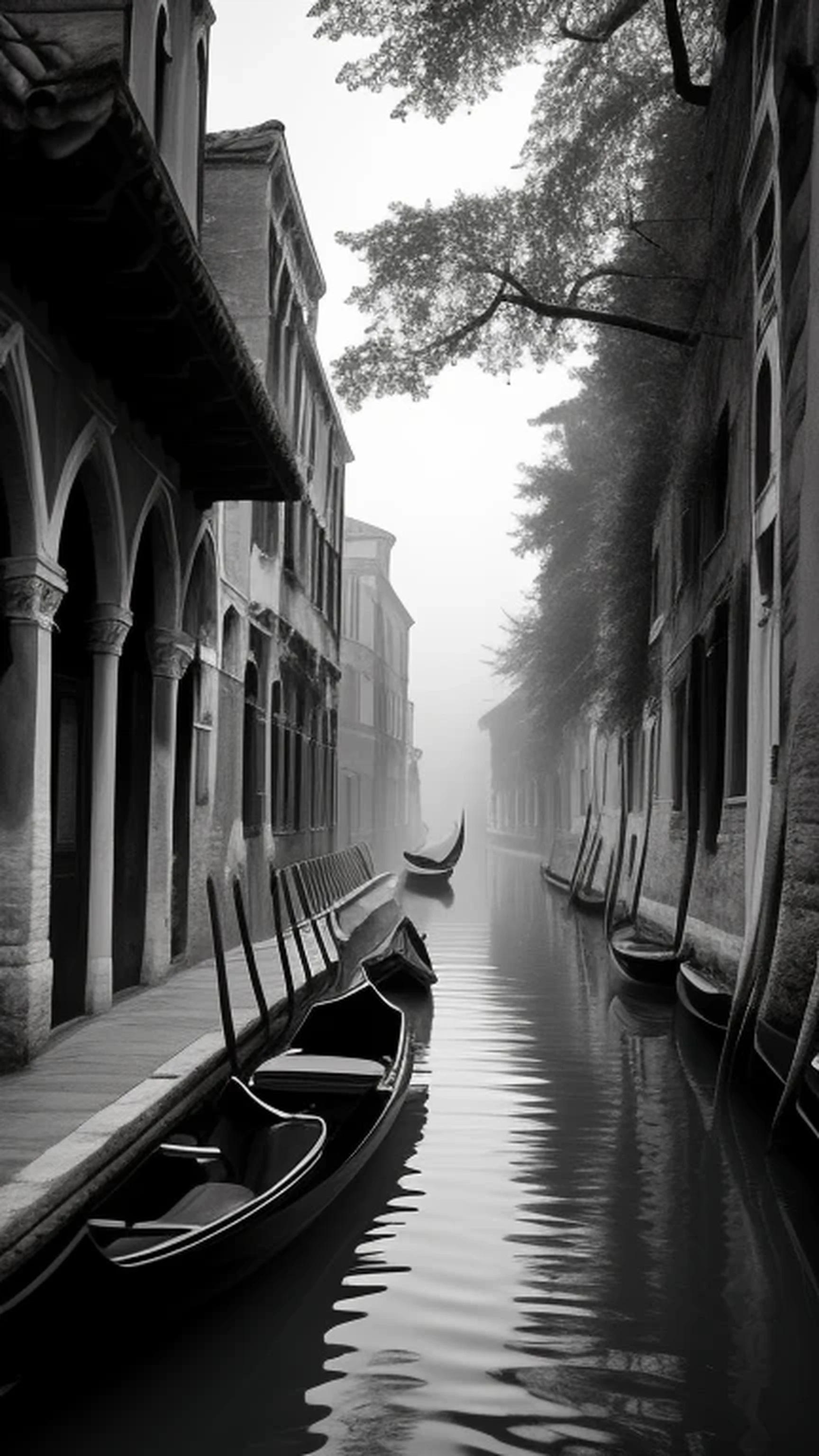 Abandoned Venice city canal, at the dead...