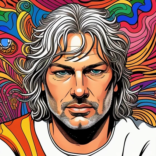 psychedelic portrait of david gilmour , ...