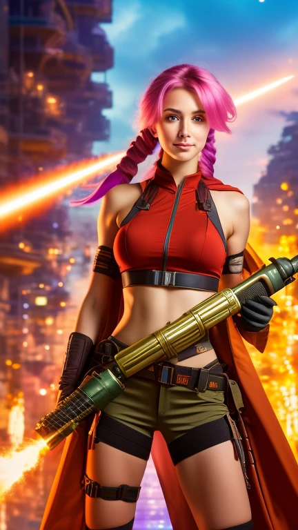 Jinx from Runeterra, Armed with bazooka,...