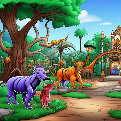 Design a zoo with magical, colorful, and...