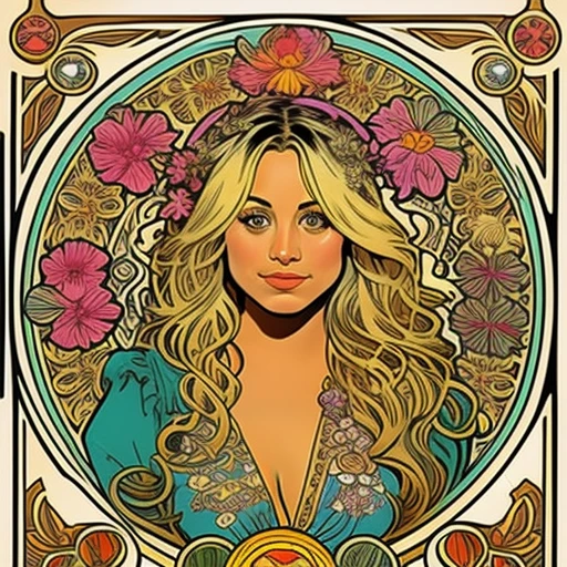 Kaley Cuoco in the Alphonse Mucha style