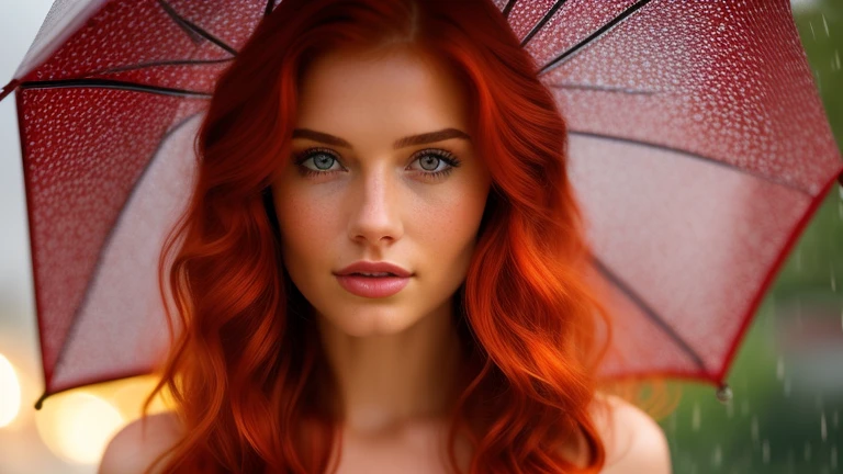 Gorgeous red hairs woman, busty, entirel...
