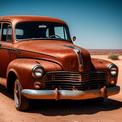 Old classic car abandoned in the desert....