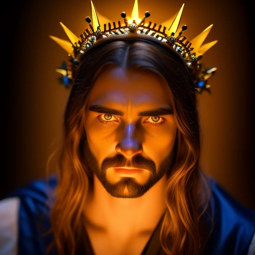 Jesus Christ face crown of thorns yellow...