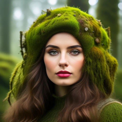 surrealism hat made of mossy castle on t...