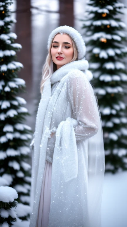 A serene woman with long, flowing hair s...