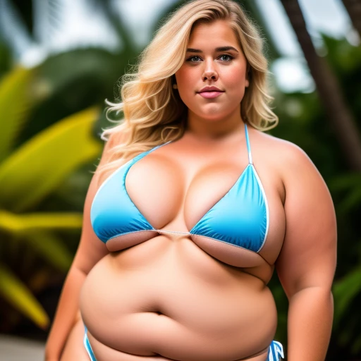 Very fat woman ((in bikini))