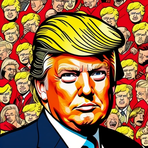 portrait ((Donald Trump)) pop art style