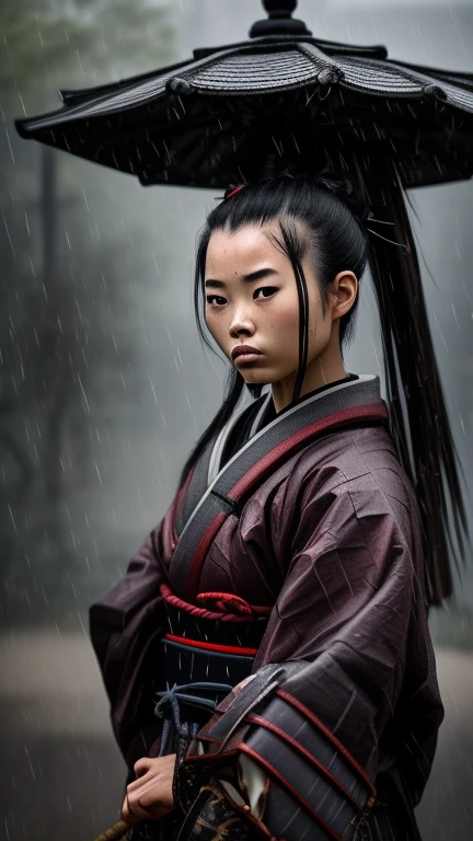samurai girl in rain