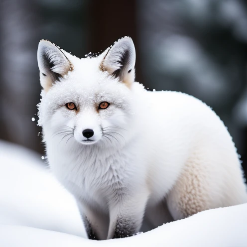 snow fox on a style of Georgia O'Keefe