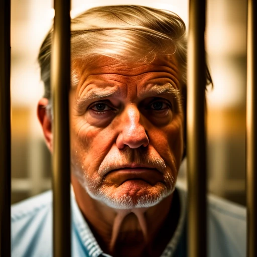 sad old donny trump in jail (behind bars...