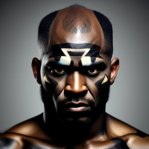 Black man without hair but with tribal m...