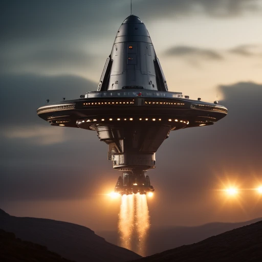a large 40th century spaceship about to ...